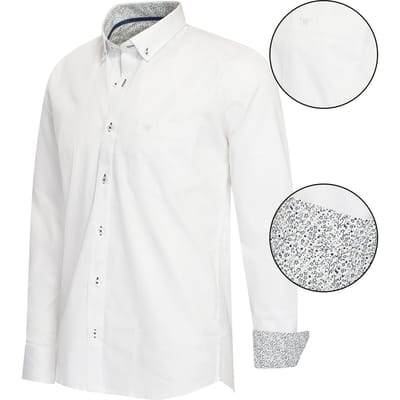 Cappuccino Italia - Heren Overhemden Regular Fit Overhemd White - Wit - Maat M