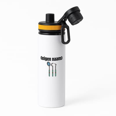 Hacebo® - tandarts materiaal met eigen naam waterfles met draaidop oranje - Tandarts - mondhygiënisten/tandartsen - iemand die tandarts is of mondhygiënist - verjaardag - cadeau - kado - geschenk - water fles - 850ML