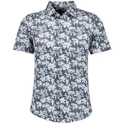 Ragman Overhemd Soft Knit Abstract Floral Pattern Donker Blauw-Wit / male