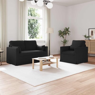 vidaXL Bankstel 2 pcs Zwart 139 x 78 x 80 cm Stof