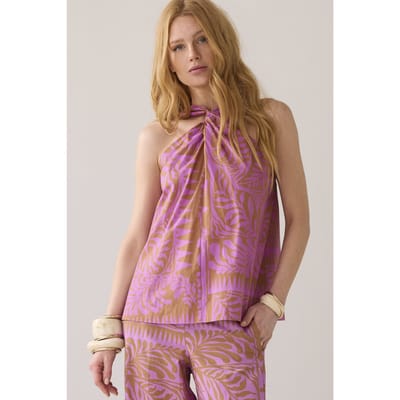 Summum Woman Top Two Tone Print Cyclaam Maat: 36 | Blouses Outlet | Dames | Bruin