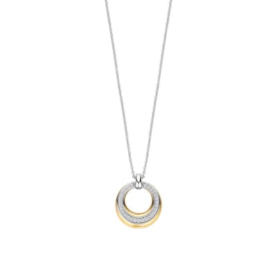 TI SENTO Dames Ketting - 925 zilver - Zirkonia met geel verguld - Maat 42 - 34119ZY