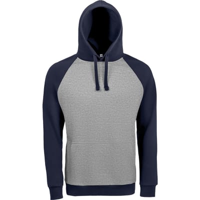 SOLS Unisex Seattle Contrast Raglan Hoodie (Grijze Marl/Franse marine)