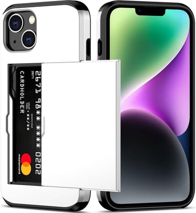 Mobiq pashouder hoesje geschikt voor iPhone 15 Plus | vakje voor pasjes wit