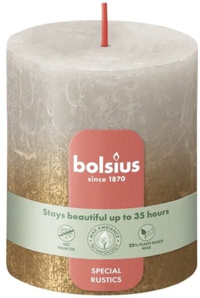 Bolsius Stompkaarsen Sunset 4 st rustiek 80x68 mm zandgrijs goudkleur