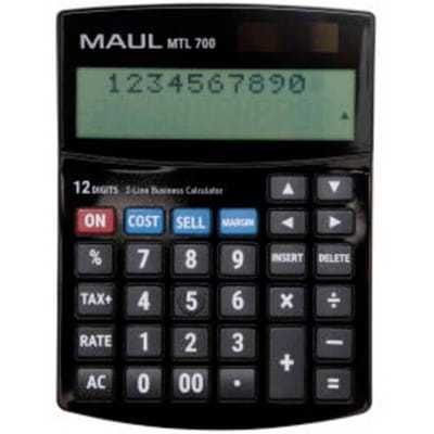 MAUL Bureaurekenmachine MTL 700 LCD-scherm 2-regelig, 12 cijfers Solar Batterij 15.5 x 11.5 x 2.5 cm zwart