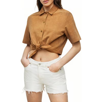 AllSaints Evady Shirt Tan Brown Maat: 40 | Overhemden Outlet | Dames | Bruin