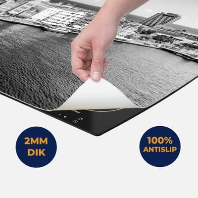 Chefcare Inductie Beschermer Willemstad Centrum in Curaçao - Zwart Wit - 60x50 cm - Afdekplaat Inductie - Kookplaat Beschermer - Inductie Mat