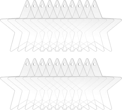 Kerstboomversiering, acryl transparante sterset, blanco transparante sterren, kerstboomhangers, kerstornamenten, kerstboomballen, plexiglas voor Kerstmis, decoratie, knutselen 20 stuks.