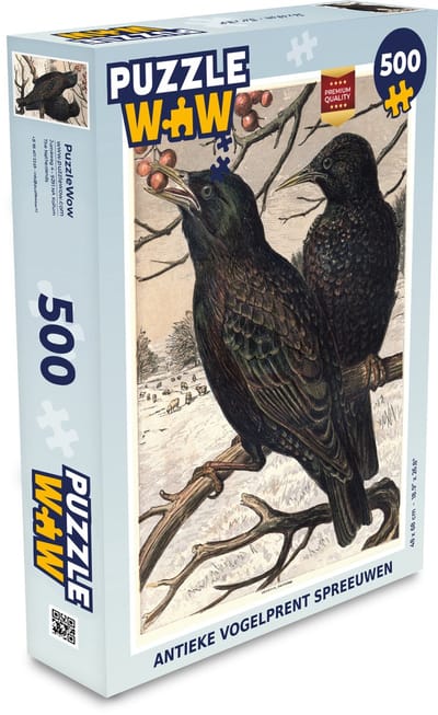 Puzzel Antieke vogelprent spreeuwen - Legpuzzel - Puzzel 500 stukjes