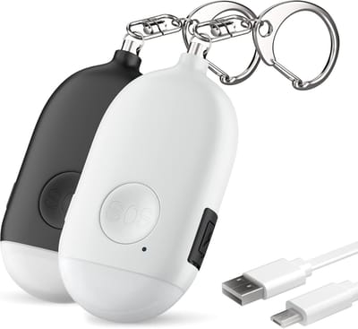 2 stuks - Persoonlijke Alarm - Persoonlijke Veiligheidsalarm -Oplaadbare zelfverdedigingsalarm sleutelhanger - 130 dB luide noodsirene - met led-lampje - SOS-veiligheidswaarschuwingsapparaat sleutelhanger - voor vrouwen, kinderen, ouderen en joggers