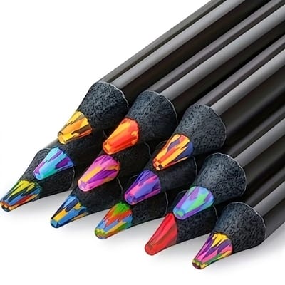 Zwart regenboog kleurpotloden set 5 stuks houten tekenpotloden met multicolor kern voor volwassenen en tieners creatieve potloden voor tekenen schetsen en kleuren met kleurverloop effect