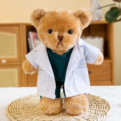 Creatieve witte jas beer pop dokter verpleegster uniform beer pluche speelgoed eenheid activiteit cadeau 30cm