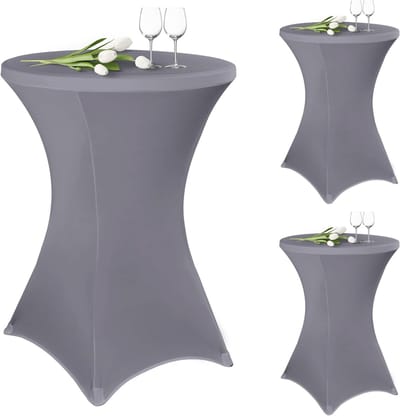3-pack Stretch Statafelhoezen Lichtgrijs voor Ronde Tafels Ø 80-85 cm