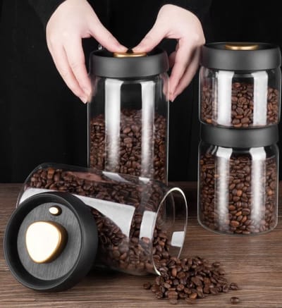 Q-time Vacuum pot - 900 ML - Barista voorraadpot - luchtdichte voorraadbussen – koffiepot - koffiepot glas – koffieblik – koffieblikbewaarblik – bewaarblik – coffeevac - glazen pot - glazen voorraadpot - weckpot - voorraadpotten glas met deksel