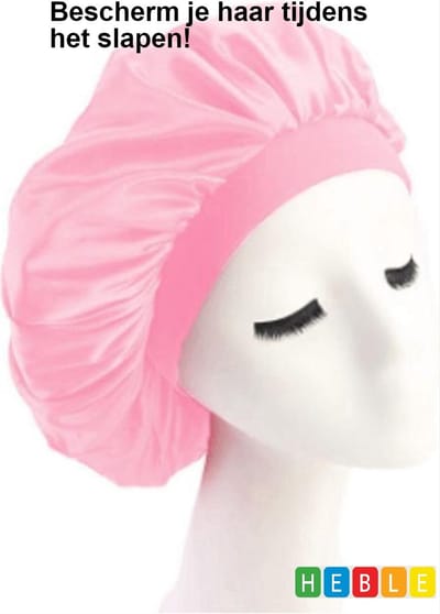 *** Stijlvolle Roze Satijnen Slaapmuts voor Dames & Kinderen - Haarbescherming tijdens Slapen - van Heble® ***