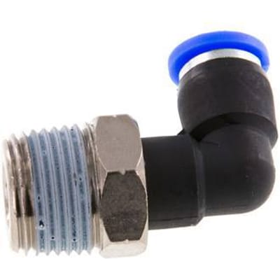 1/4'' x 3/8'' NPT 90 graden L-verbinding Messing/PBT Insteekfitting Buitendraad Draaibaar NBR [2 Stuks]