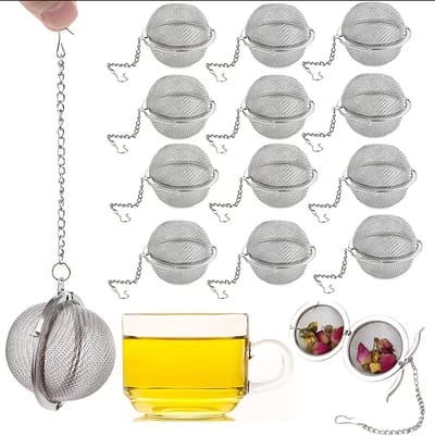 12 Thee Bereidings Tools, Ultra-Fijne Mesh Theekop Filters, Roestvrijstalen Thee Zeefjes, Losse Blad Thee, En Geurde Kruiden Thee Ballen -7cm