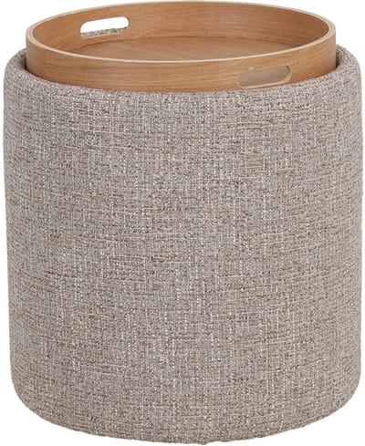 DÉJA Living Bijzettafel Zara - Taupe/Naturel Rond met Opbergruimte - 40cm
