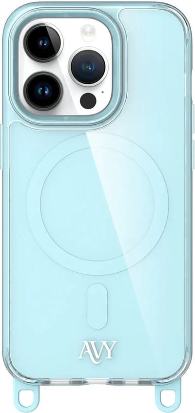 AVY Hoesje geschikt voor Apple iPhone 13 Pro | Compatibel met MagSafe | Back Cover | Haakjes voor koord | Blauw