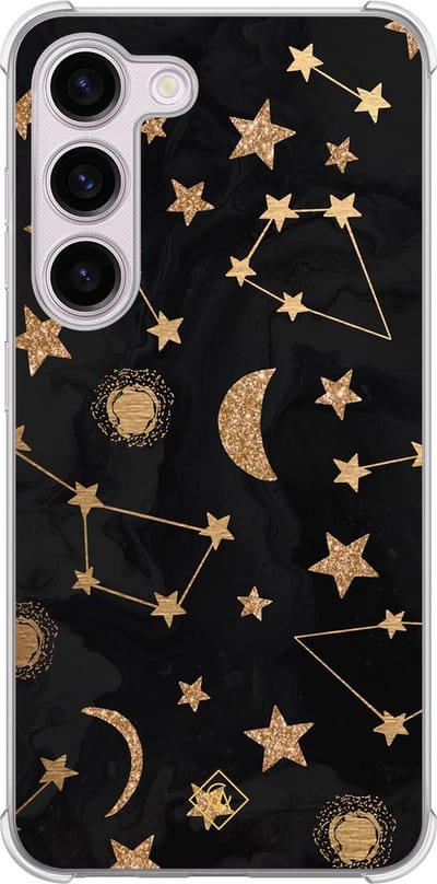 Casimoda® hoesje - Geschikt voor Samsung Galaxy S23 Plus - Counting The Stars - Shockproof case - Extra sterk - TPU/polycarbonaat - Bruin/beige, Transparant