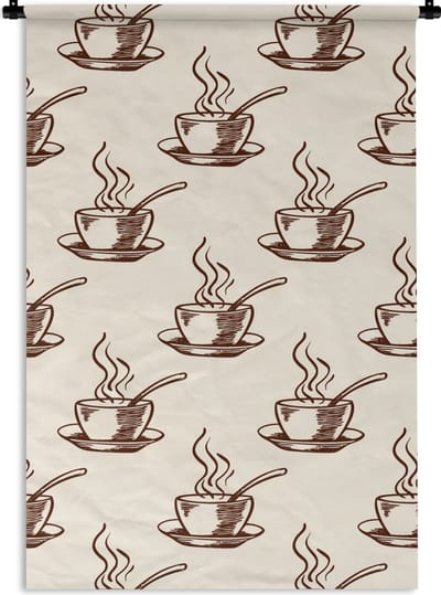 Wandkleed - Wanddoek - Patronen - Vintage - Koffie - 60x90 cm - Wandtapijt