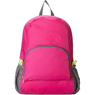 Sac à dos de randonnée pliable 16L Imperméable Léger Portable avec Multi-poches pour Voyage en plein air Rouge Rose