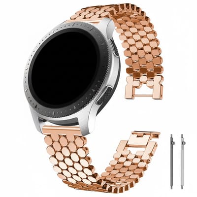 Stalen bandje - geschikt voor Garmin Venu 2s / 3s / 4 (41mm) / Vivoactive 4s / Forerunner 255s / 265s - Huawei Watch GT 5 Pro - 42mm / GT 6 / GT 5 / GT 4 - 41mm - rvs - rosegoud