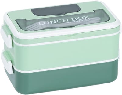 Lunchboxen - lunchbox volwassenen - lunchbox kinderen - lunchbox met vakjes - stapelbare lunchbox - lekvrije maaltijdcontainer - 1600ML - met 2 lagen - voor kinderen-volwassenen-studenten (groente)