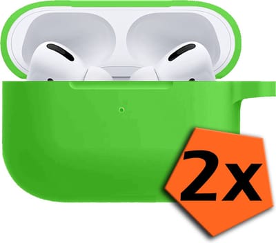 Hoesje - 2 Stuks - Geschikt voor Apple AirPods Pro 2 - met Clip - Siliconen Hoes - Silicone Case Cover - Groen