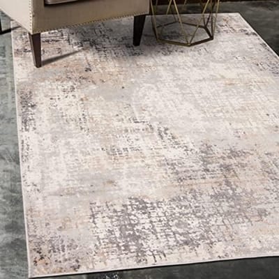 Abstract Vintage Vloerkleed - Modern Tapijt voor Woonkamer, Slaapkamer of Eetkamer - OEKO-TEX Gecertificeerd - 200x300 cm - Beige Grijs