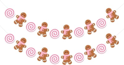 2-delige Banner Garland met Pepermunt en Gingerbread voor Kerstdecoratie, Geschikt voor Binnen en Buiten, Feestelijke Versiering voor Kerstboom, Open Haard en Feestjes