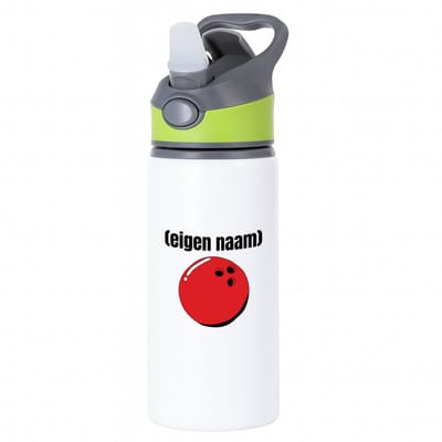 Hacebo® - bowlingbal met eigen naam waterfles met rietje groen - Bowlen - ieman die graag bowlt - sport bal - wedstrijdsport - cadeau - verjaardag - kado - water fles - 650ML