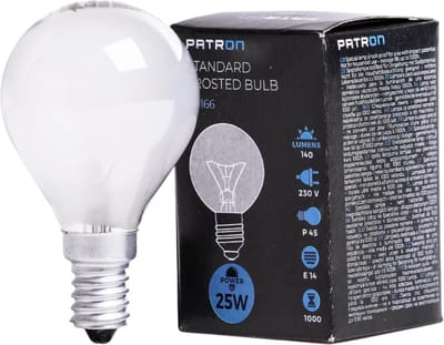 Patron E14 Kogel Gloeilamp | 25W 2700K 140Lm Mat | Dimbaar