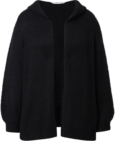 Angel of Style - Dames - Gebreid jasje met capuchon Straight Fit - Zwart - Maat 46+
