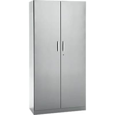 Kantoorkast, 5 OH, afsluitbaar, met opliggende deuren, B 950 mm, blank aluminium
