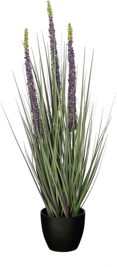 Mica Decorations Eremurus – Kunstgras in Pot – Realistische Nepplant Woondecoratie – Kunstplanten voor Binnen en Buiten – H80 x Ø25 cm – Groen, Paars