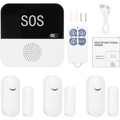 Téléavertisseur intelligent sans fil WiFi Tuya pour soignant, bouton d'urgence, bouton d'alerte pour personnes âgées, application blanc noir