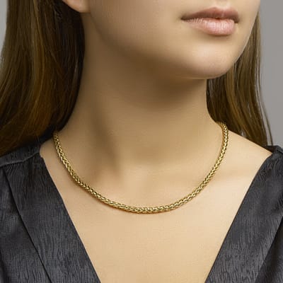 YO&NO - Ketting - Dames - Vossestaart - 4,0 mm - 45 cm - Sieraden Vrouw - Zilver Kern 925 - Goud 14 Karaat