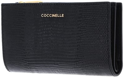 COCCINELLE Leren portemonnee Metallic Lizard Wallet Noir zwart