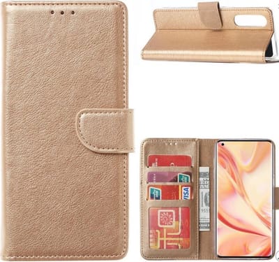 LuxeBass Hoesje geschikt voor Oppo Find X2 Neo - Bookcase Goud - portemonnee hoesje - telefoonhoes - gsm hoes - telefoonhoesjes