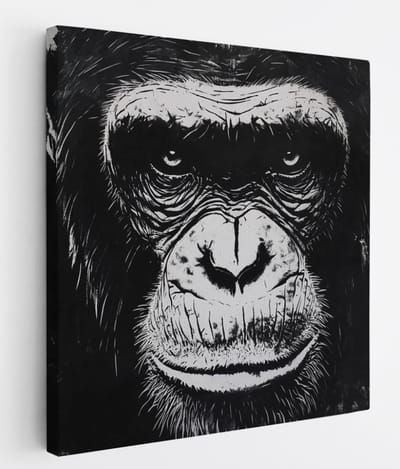 Saammp Canvas Schilderij - Aap portret - Abstract - Dier - 20x20 - Foto op canvas - Wanddecoratie - Muurdecoratie Woonkamer - Slaapkamer decoratie - Canvas Print