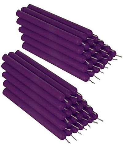 Bijenwas Kaarsen - Dinerkaarsen Ritueel - Sfeerverlichting Creëren - Roetvrije Verbranding - 50 Stuks 12cm - Paars