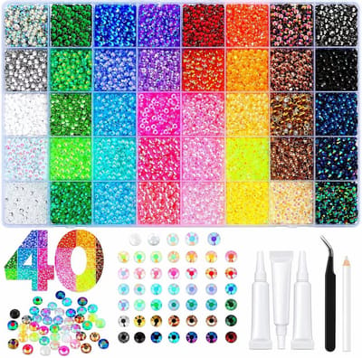 40 Kleuren Jelly Rhinestones Set - 3mm SS10 Hars Platte Steentjes met Gereedschap - voor Nail Art, Schoenen, Boeken, Knutselen - 1 Set