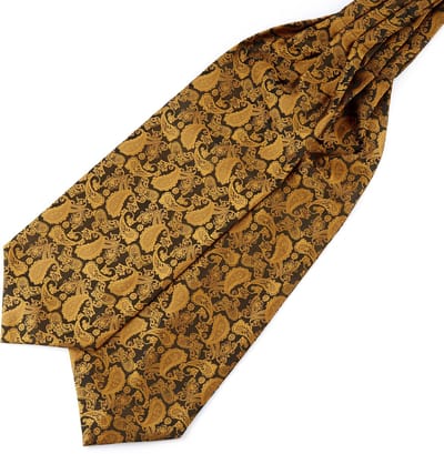 Goudkleurige & Bruine Paisley Polyester Stropdassjaal
