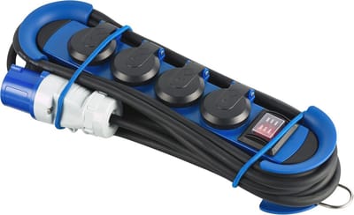 Professionele Buitenstopcontactstrip met 4 Schuko-stopcontacten voor Kamperen - Met IP44 en 3m Rubber Kabel