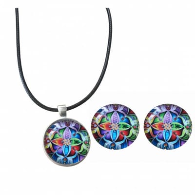 2-Delige set Flo-Ketting-Extra grote Clip Oorbellen- Charme Bijoux