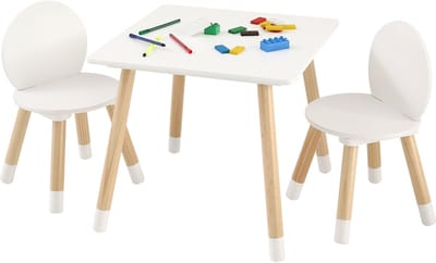 Kindertafel- En 2-Stoelen-Set, Kleutertafel- En Stoelset, Multifunctionele Kindertafel voor Kunst, Knutselen, Lezen, Leren En Spelen