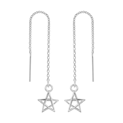 WeLoveSilver - zilveren chain oorbellen - pentagram - 925 zilver