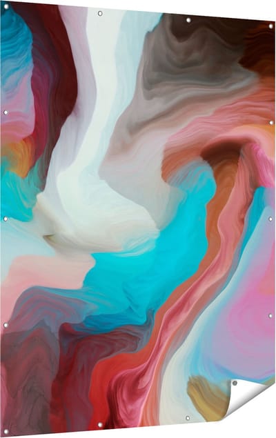 Gards Tuinposter Abstracte Kunst - Kleurrijke Golven - 120x160 cm - Tuindoek - Tuindecoratie - Wanddecoratie buiten - Tuinschilderij